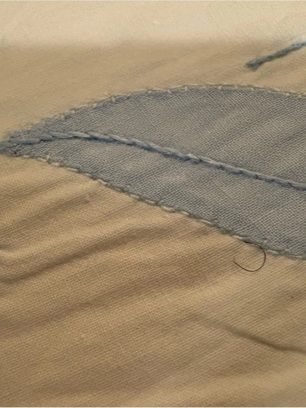 Vintage Wamsutta Supercale Blue Floral Embroidered White Twin Flat Sheet